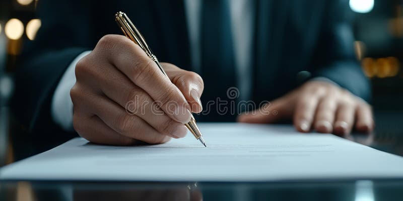 Крупный план подписания делового контракта